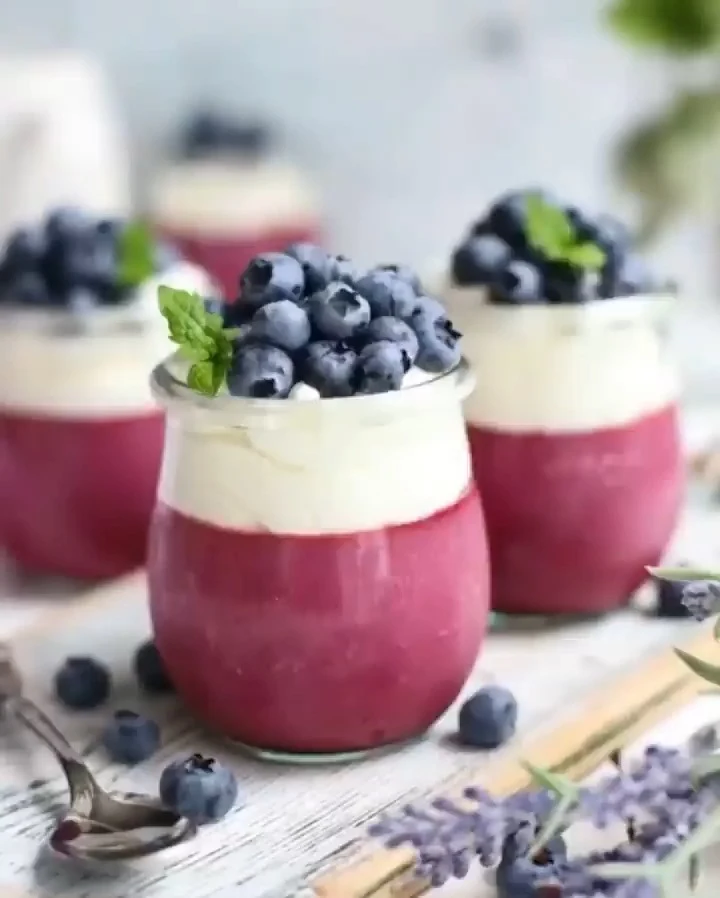 Panna cotta vegana de arándanos