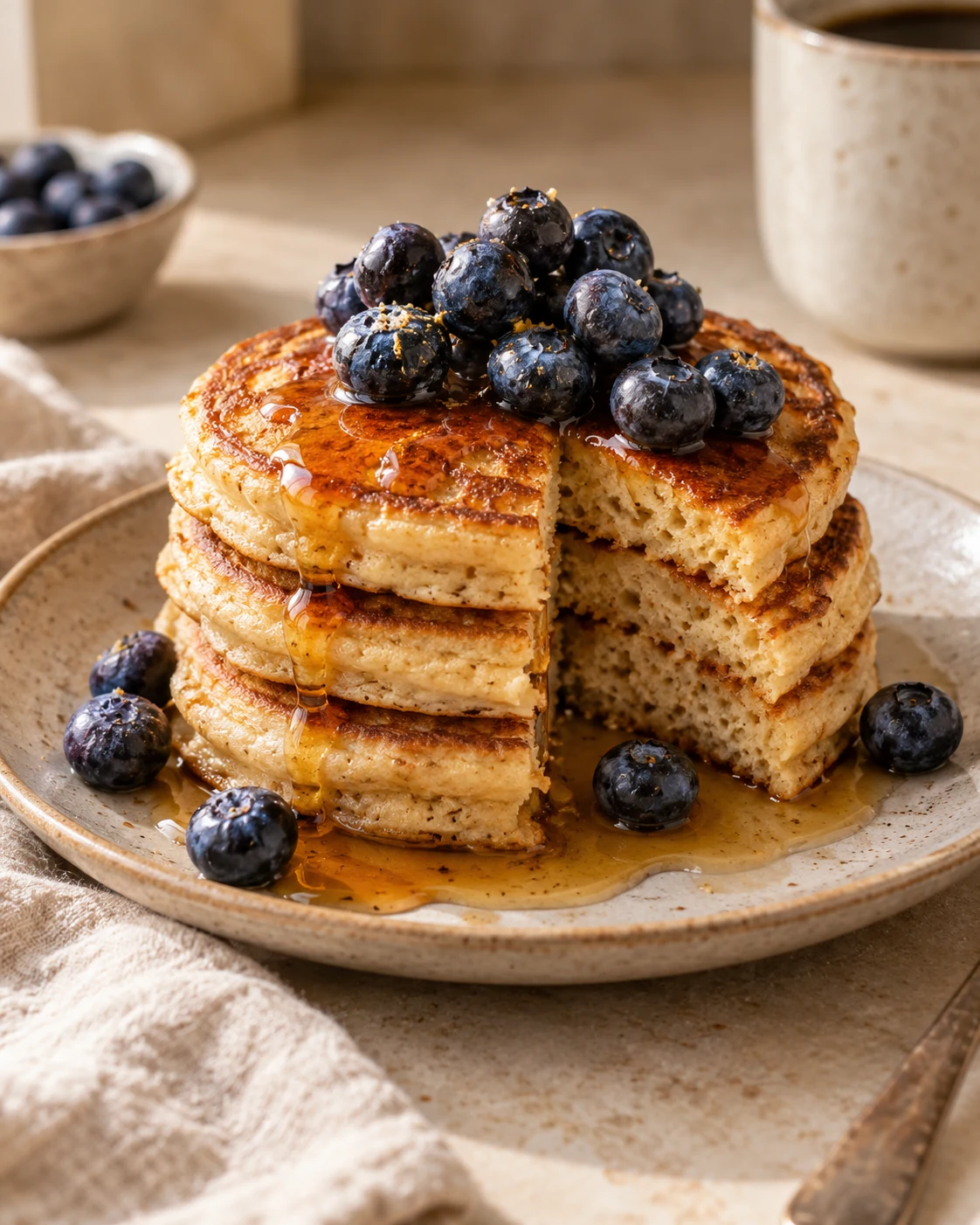 Pancakes veganos de arándanos