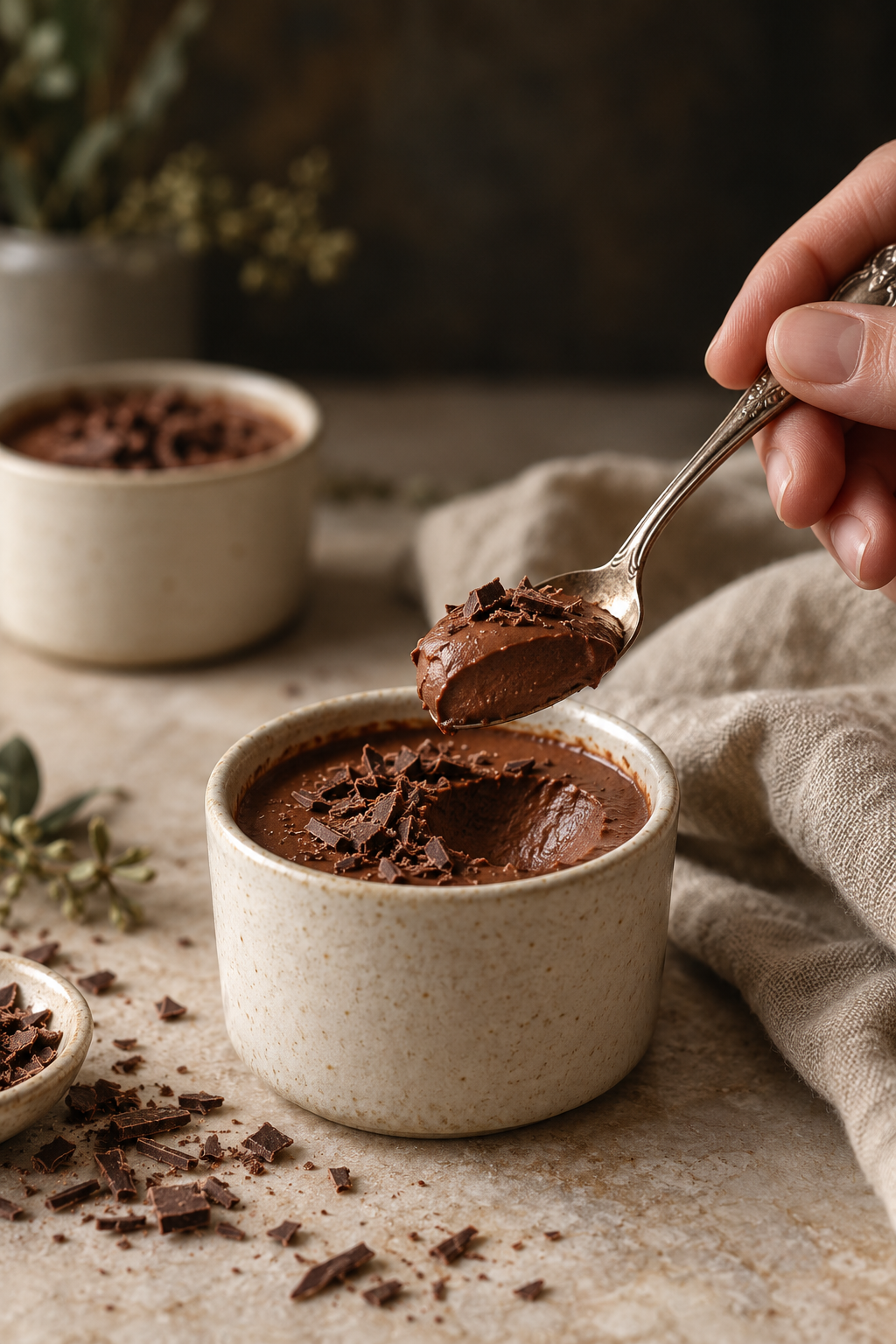 Mousse vegana de chocolate